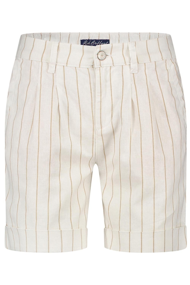 CLEO SHORT COTTON LINEN STRIPE SRB4574 DARK SAND